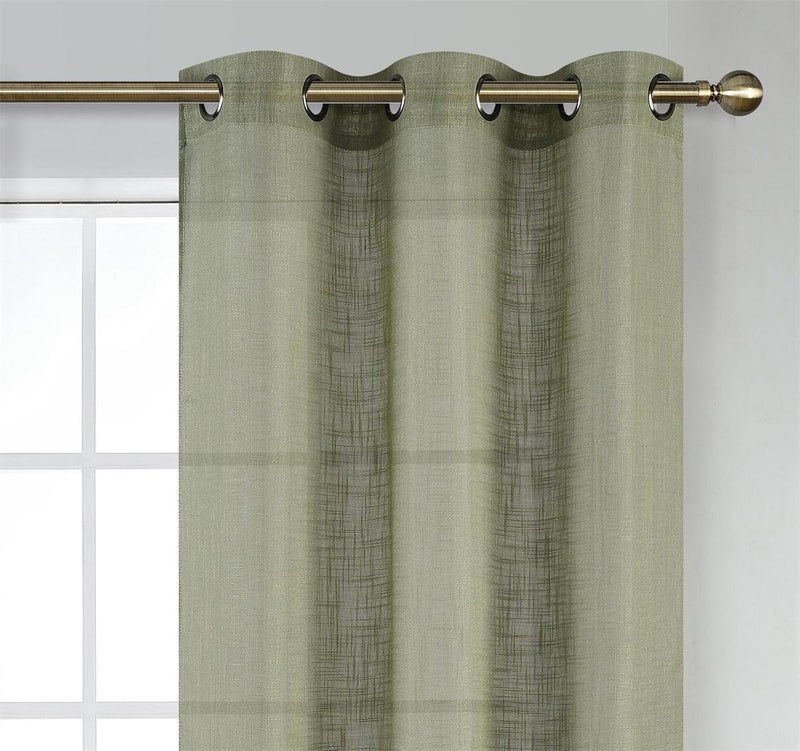 MIUCO Semi Sheer Curtains Poly Linen Textured Solid Grommet Curtains 84 Inches Long for Living Room 2 Panels (2 x 37 Wide x 84" Long) Sage - Image 2