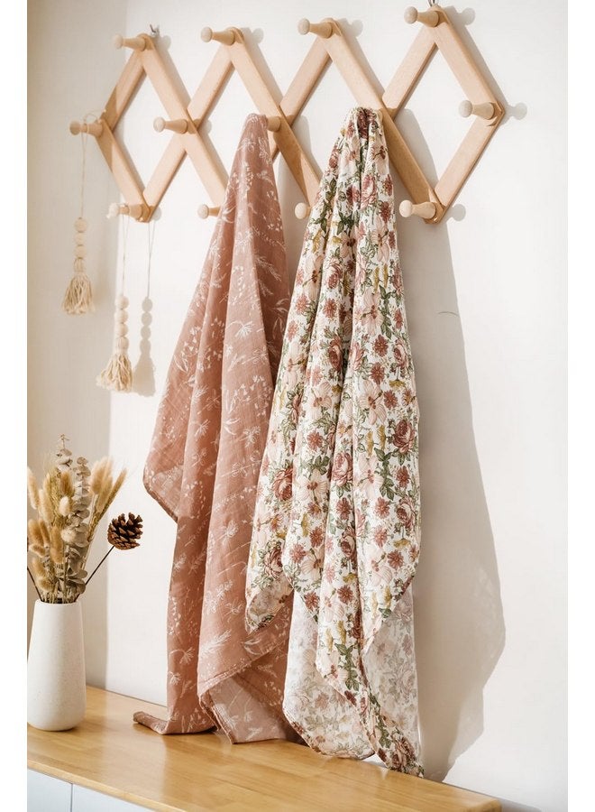 Little Jump Little Jump 2 Pack Muslin Swaddle Blankets for Baby Girls, Receiving Blanket Large 47 x 47 inches, Soft Breathable Muslin Baby Blanket for Newborn(Vintage Floral)  - Image 3