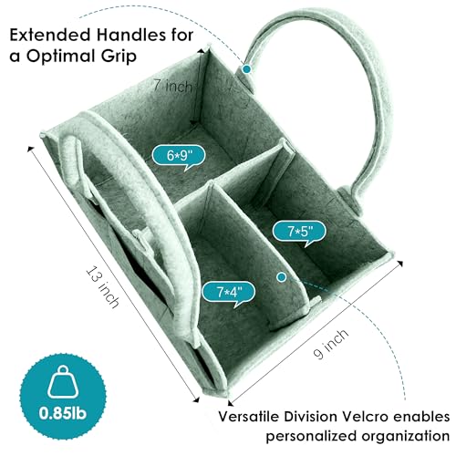 Cute Castle 2 Pack Diaper Caddy Organizer Portable Baby Caddy Organizer with Handle Nursery Storage Bin and Car Organizer for Girls Boys Baby Gift Basket Green - Image 3