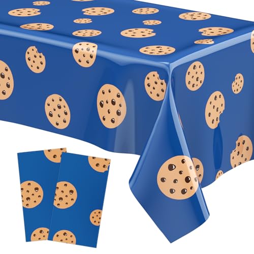 Oudain 2 Sheets Cookie Birthday Party Supplies Cookie Tablecloth 54 x 108 Inch Plastic Table Covers for Birthday Party Decorations - Image 1