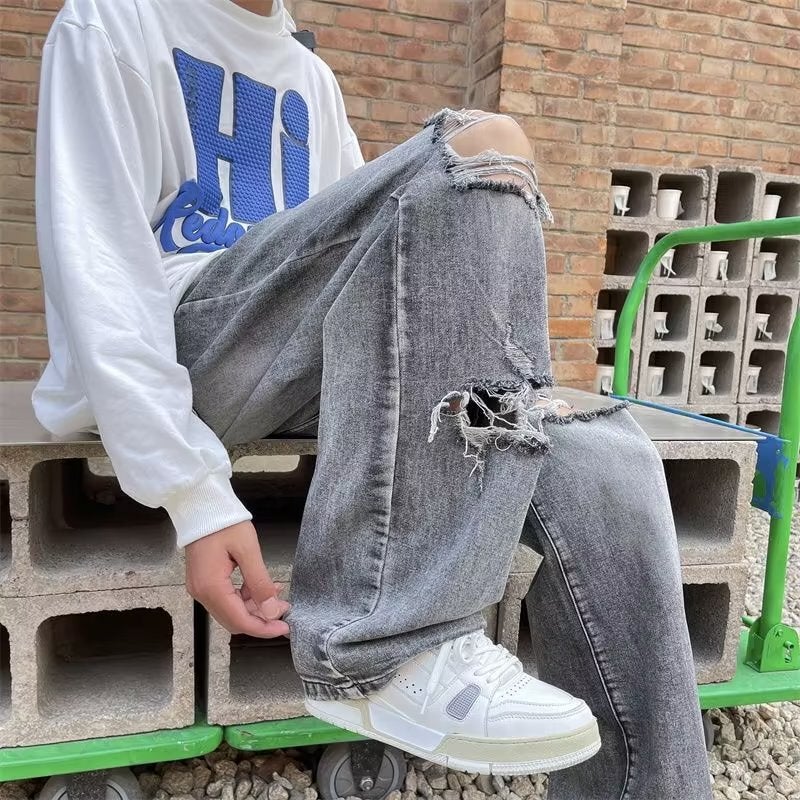 Unisex Classic Denim Jeans Loose Fit Daily Outdoor Wear - Image 3