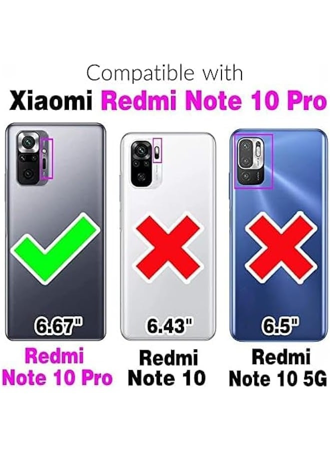 Xiaomi Redmi Note 10 Pro 4G\/Note 10 Pro Max RFID Blocking Leather Flip Case - Slim Shockproof Folio Wallet Cover with Card Holder, Kickstand, Cash Slot, Magnetic Closure (Red) - Image 2