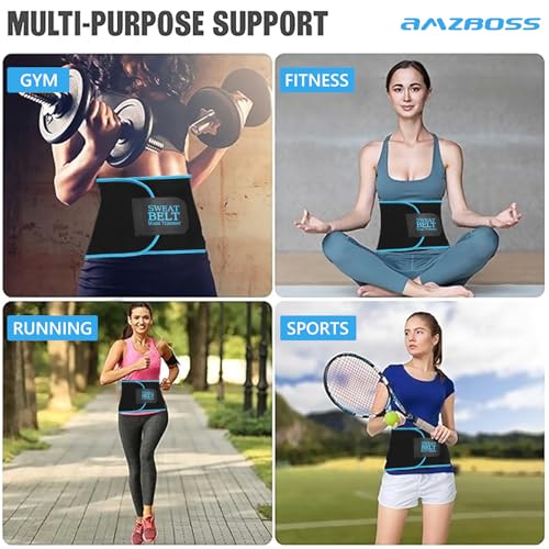 AMZBOSS Waist Trainer for Women Lower Belly Fat, Waist Sweat Band for Women, Belly Band Sweat Belt, Stomach Wrap, Faja Body Shaper (Blue, Medium) - Image 5