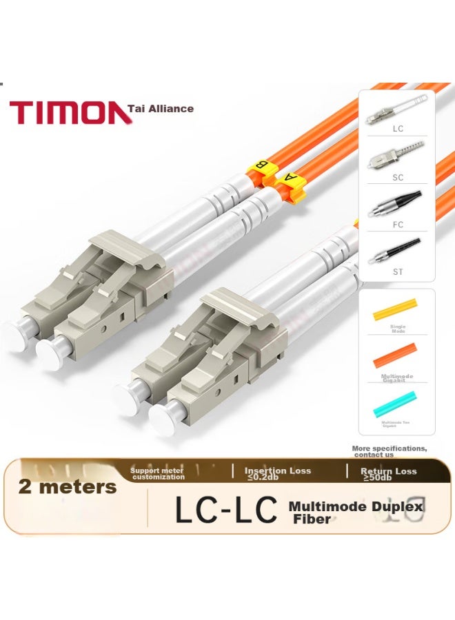 Timon Telecom-grade Fiber Optic Patch Cable, Lc-lc (upc), Gigabit Multi-mode Dual-core Transceiver Pigtail, Low Zero Halogen Environmentally Friendly Home Fiber Optic Cable, 2 Meters, Tm-gmm - Image 1