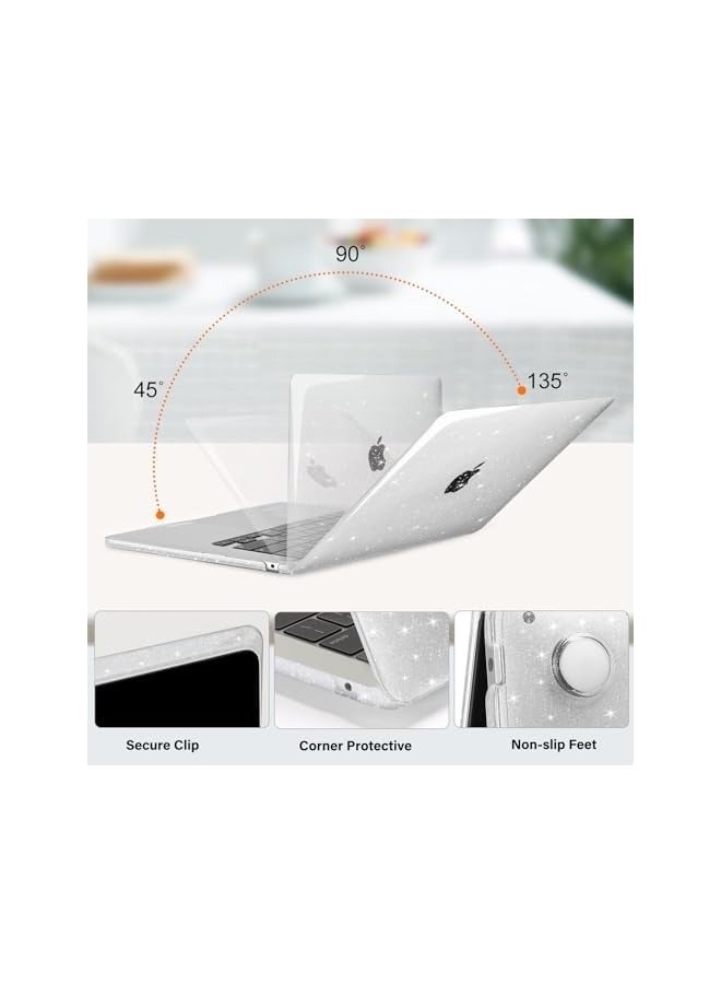 Mosiso Compatible with MacBook Air 15 inch Case 2023 2024 Release M3 A3114 M2 A2941 with Touch ID, Glitter Sparkly Plastic Hard Shell Case&Keyboard Cover&Screen Protector, Transparent - Image 2