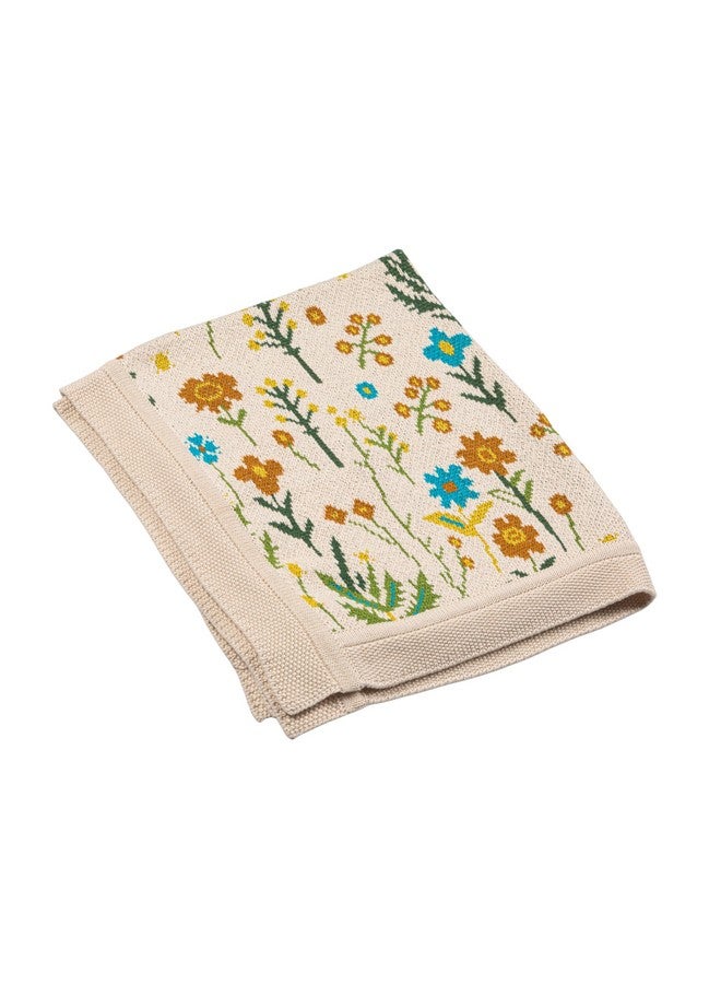Creative Co-Op Soft Cotton Knit Blanket with Decorative Florals Design - Image 1