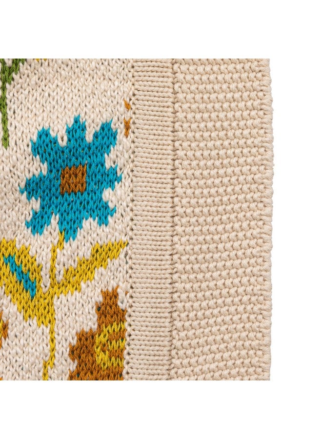 Creative Co-Op Soft Cotton Knit Blanket with Decorative Florals Design - Image 4