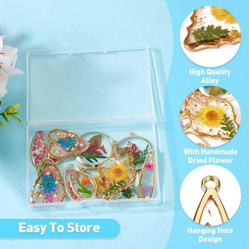 Spritewelry Transparent Flower Resin Charms Round Gold Edge Dried Floral Pendants Flat Round Clear Gold Foil Floral Charms for Necklace Bookmark Keychain Jewelry Making (Flower-5) - Image 4