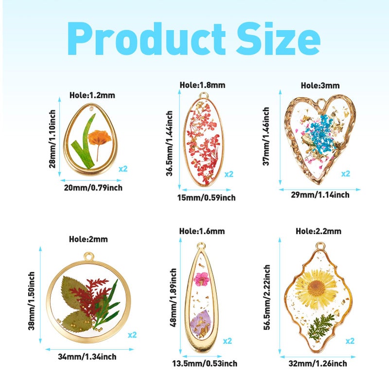 Spritewelry Transparent Flower Resin Charms Round Gold Edge Dried Floral Pendants Flat Round Clear Gold Foil Floral Charms for Necklace Bookmark Keychain Jewelry Making (Flower-5) - Image 5