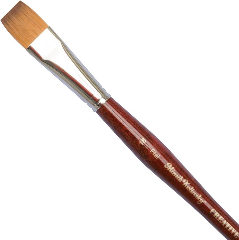 Creative Mark Mimik Kolinsky Watercolor Brush - # 18 Flat - Short Handle Synthetic Paint Brush - Handmade in Germany - Synthetic Sable Paint Brushes for Professional Artists - Animal-Friendly - Image 1