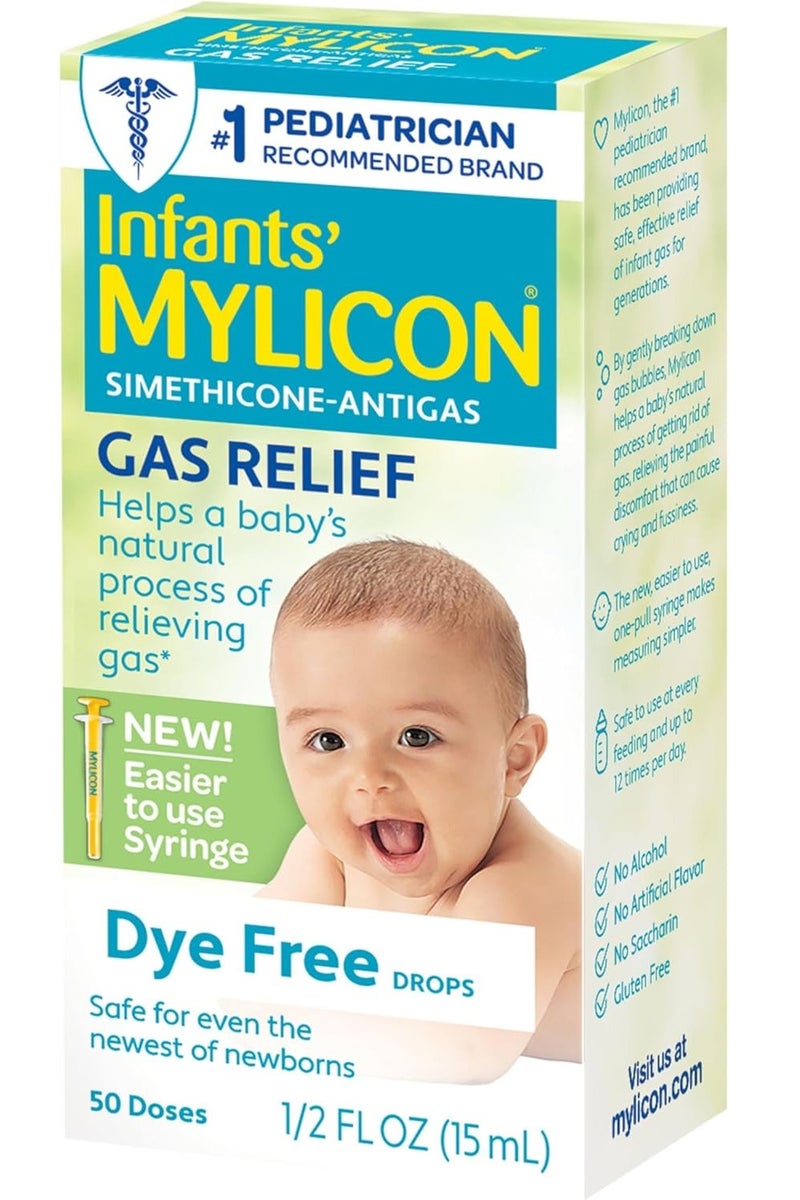 Mylicon Gas Relief Drops for Infants and Babies, Dye Free Formula, 0.5 Fluid Ounce - Image 1