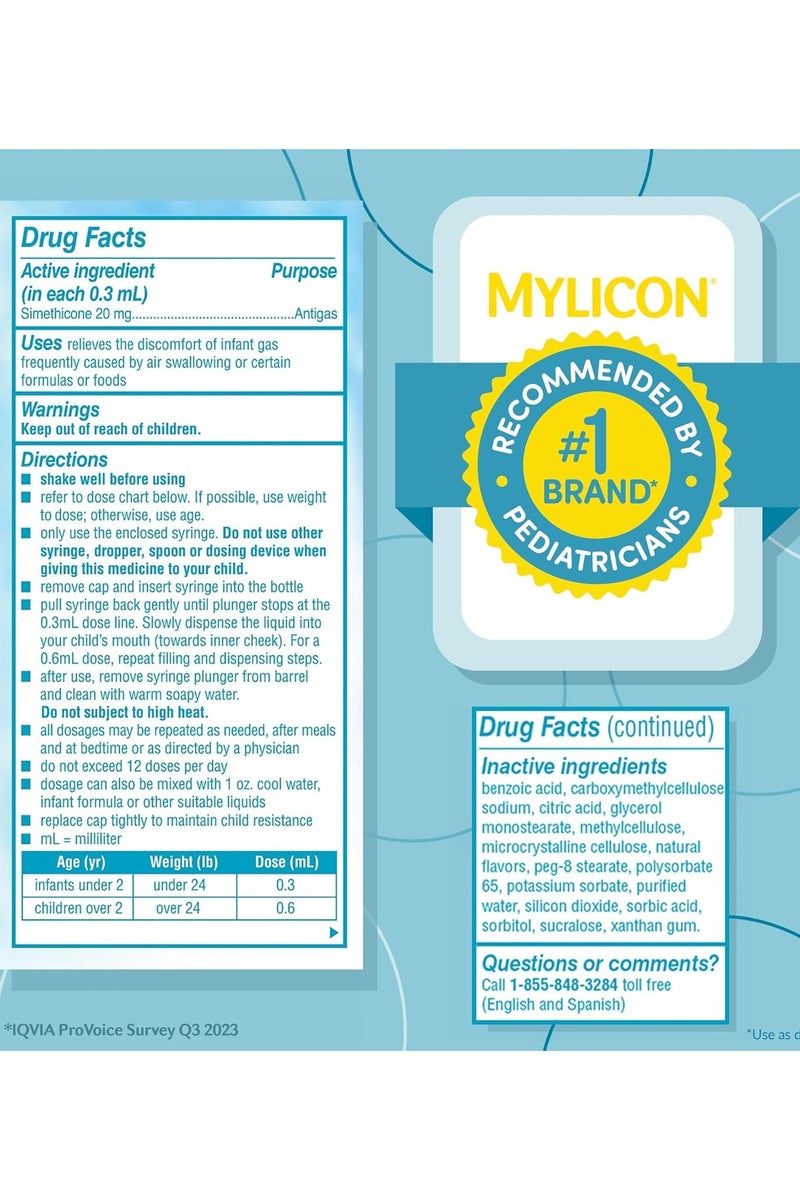 Mylicon Gas Relief Drops for Infants and Babies, Dye Free Formula, 0.5 Fluid Ounce - Image 4