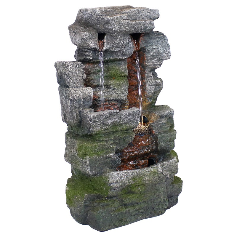 Sunnydaze Sunnydaze Towering Cave 14Inch Indoor Tabletop Water Fountain  LED Light  Electric Submersible Pump with Adjustable Flow 