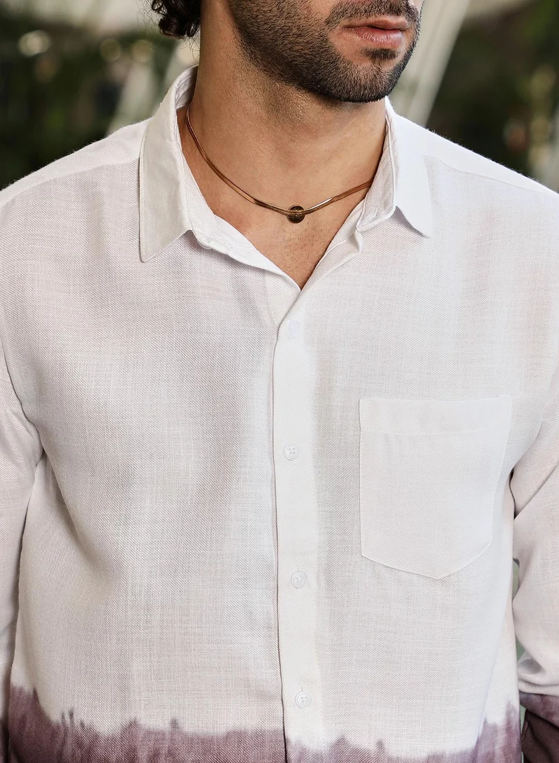 Campus Sutra Men's Mocha Brown Ombre-Plunge Regular Shirt