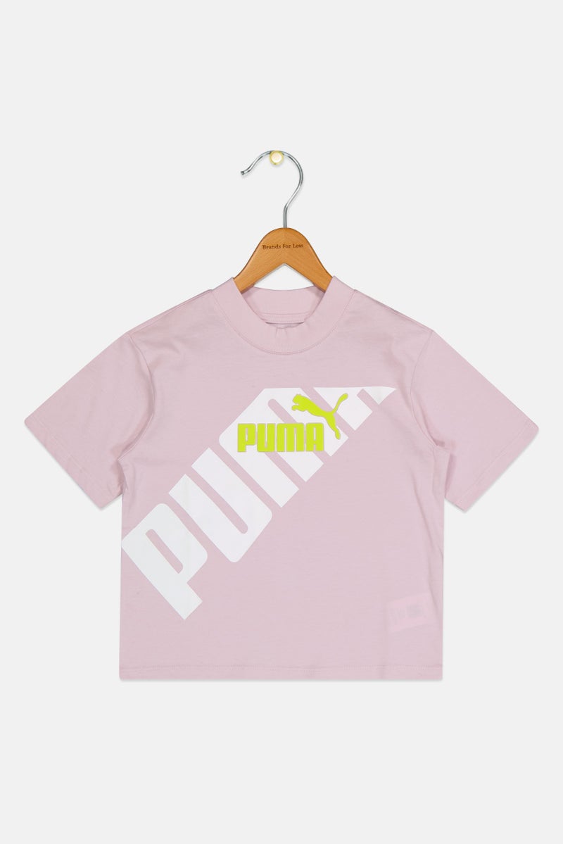 PUMA ملابس رياضية للبنات للأطفال تي شيرت بأكمام قصيرة مناسب للخارج، ليلك - Image 1