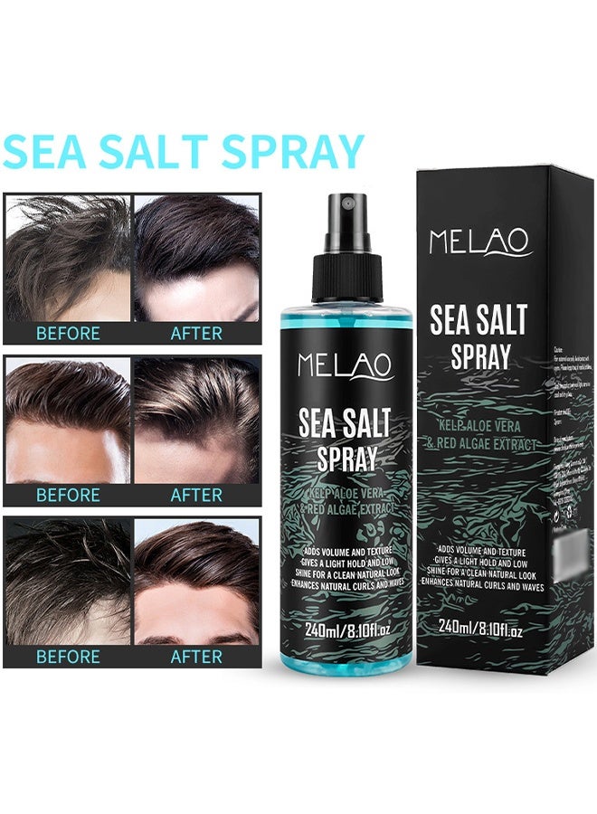 ميلاو بخاخ ملح البحر ، بخاخ نسيج الشعر مع عشب البحر ، يضيف حجما وملمسا ، يمنح ثباتا خفيفا ومنخفضا ، يلمع لإطلالة نضوجية نظيفة ، يعزز تجعيد الشعر الطبيعي والتموجات ، بخاخ شعر الشاطئ للرجال 240 مل - Image 1