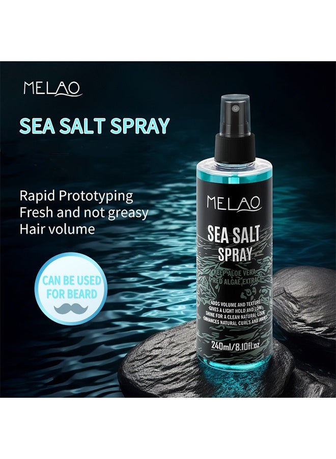 ميلاو بخاخ ملح البحر ، بخاخ نسيج الشعر مع عشب البحر ، يضيف حجما وملمسا ، يمنح ثباتا خفيفا ومنخفضا ، يلمع لإطلالة نضوجية نظيفة ، يعزز تجعيد الشعر الطبيعي والتموجات ، بخاخ شعر الشاطئ للرجال 240 مل - Image 2