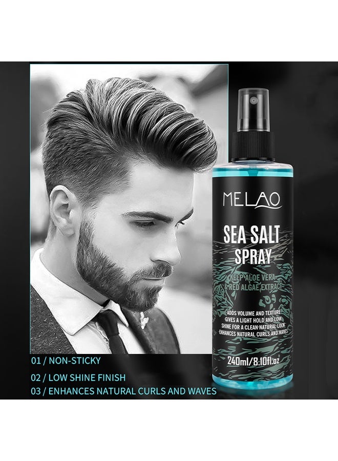 ميلاو بخاخ ملح البحر ، بخاخ نسيج الشعر مع عشب البحر ، يضيف حجما وملمسا ، يمنح ثباتا خفيفا ومنخفضا ، يلمع لإطلالة نضوجية نظيفة ، يعزز تجعيد الشعر الطبيعي والتموجات ، بخاخ شعر الشاطئ للرجال 240 مل - Image 4