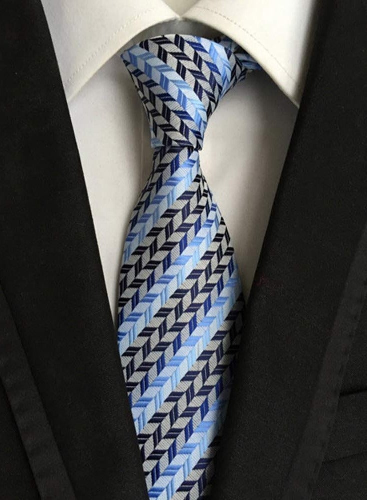 Classic Men's Silk Jacquard Tie Set - 9 Pieces for Formal and Business Casual Occasions, Perfect Gifts for Men. - Image 3