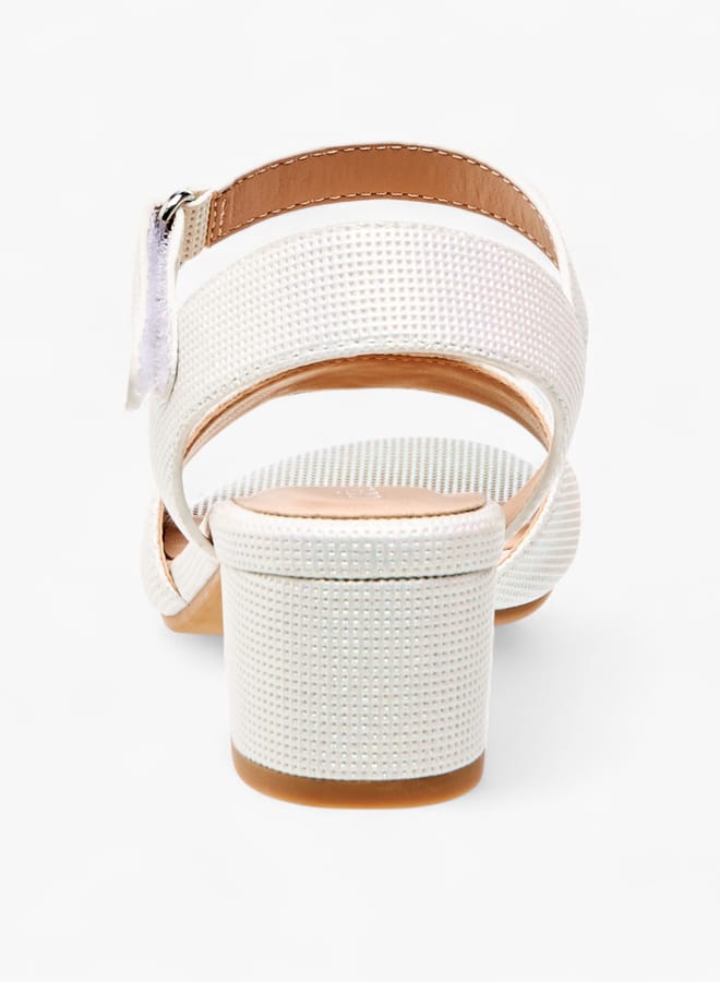 سيليست صنادل بناتي بكعب عريض وتزيين زهري مع إغلاق بشريط لاصق - Image 4