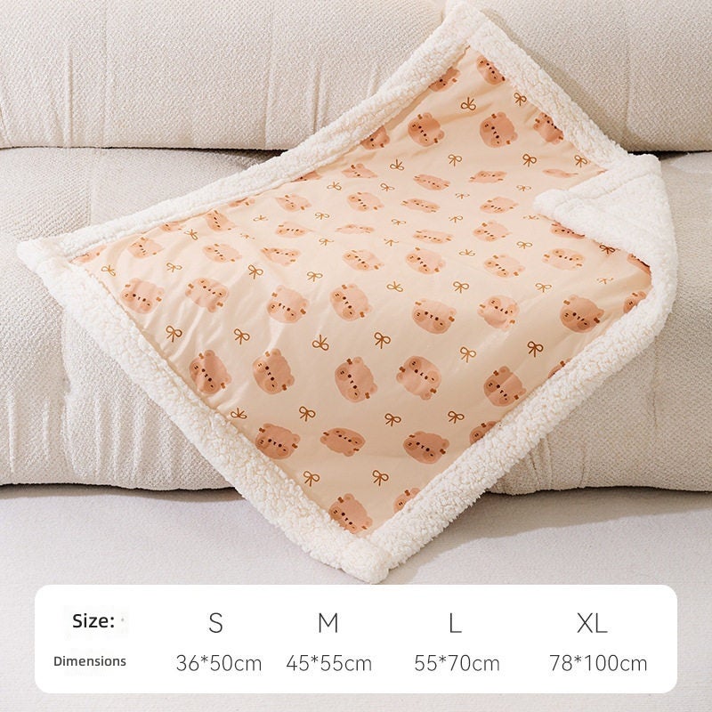 Cartoon Printed Plush Blanket for Dogs and Cats - Warm, Cozy, and Versatile - Image 1