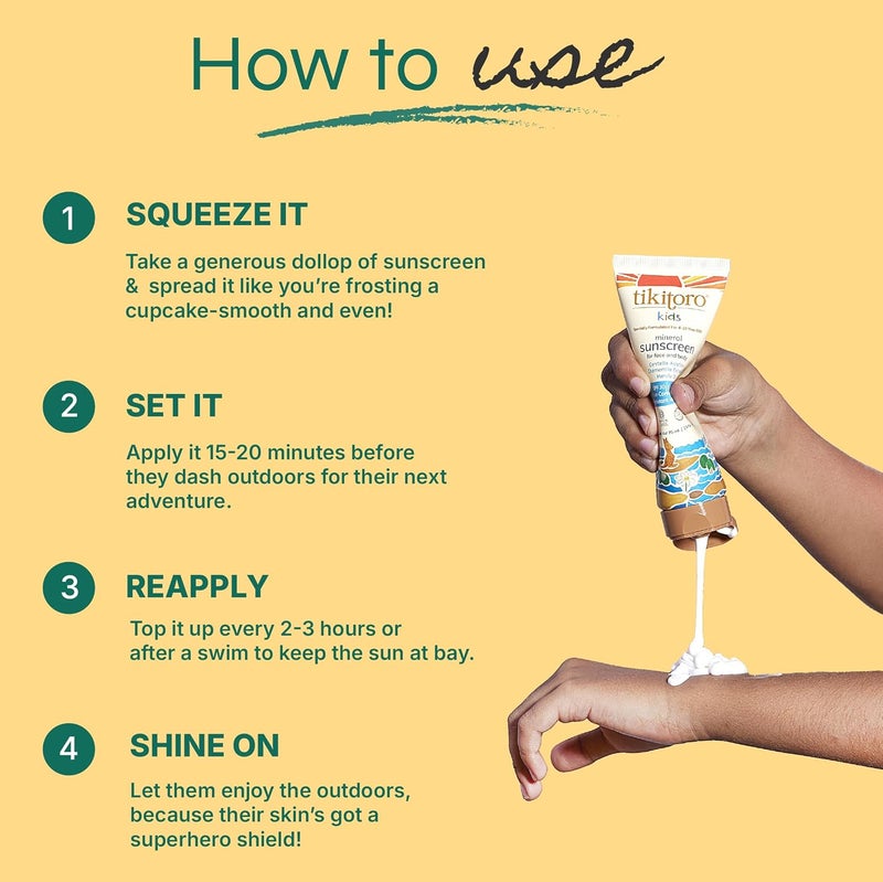Tikitoro واقي شمس معدني للأطفال من تيكيتورو SPF 30 PA مضاد للحساسية مختبر من قبل أطباء الجلدية مع البابونج والنياسيناميد وأكسيد الزنك يمنع التسمير يرطب البشرة 100% نباتي خالي من البارابين والكبريتات 75 مل - Image 4