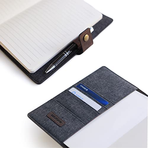CASE ELEGANCE Full Grain Premium Leather Refillable Journal Cover with A5 Lined Notebook, Pen Loop, Card Slots, Brass Snap - Image 3