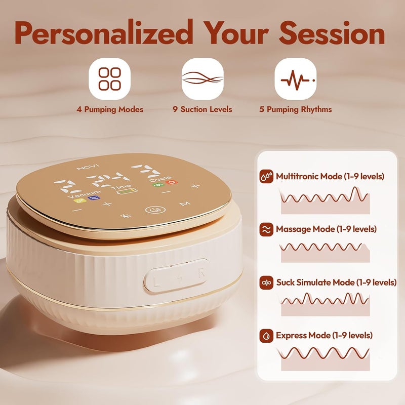 NCVI 2in1 Electric Breast Pump with Wearable Cups SpaLike Comfort with VibeRelief Massage MicroVibration HospitalGrade Suction Pain Relief  Fully Customizable Portable Breastfeeding Pump - Image 5