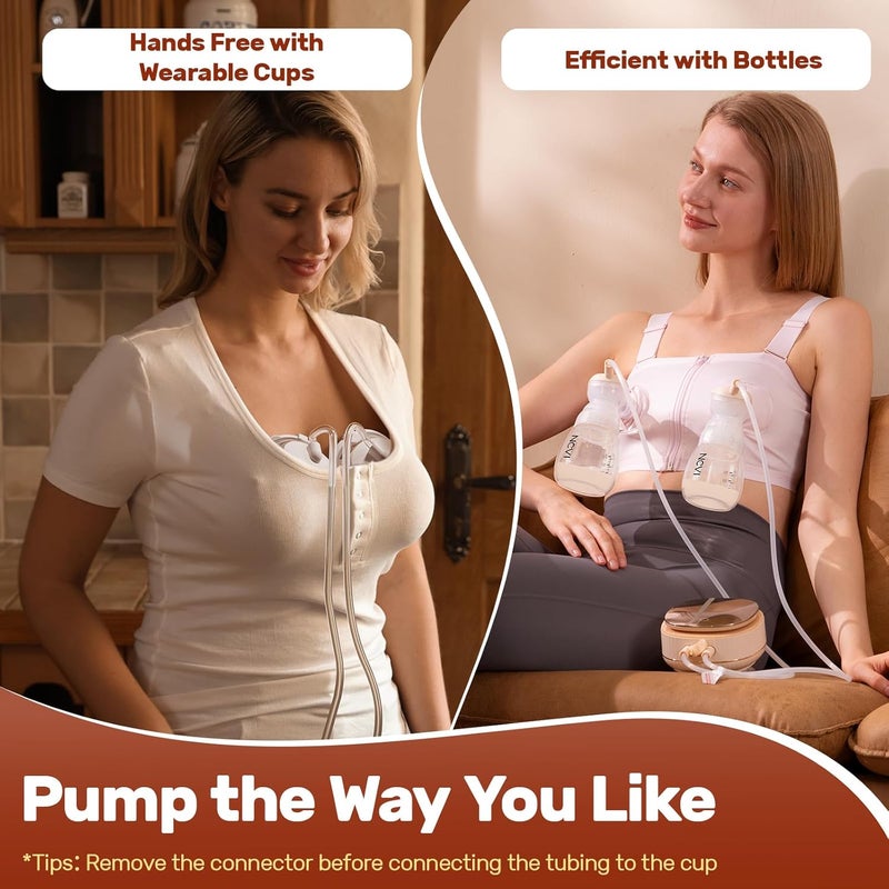NCVI 2in1 Electric Breast Pump with Wearable Cups SpaLike Comfort with VibeRelief Massage MicroVibration HospitalGrade Suction Pain Relief  Fully Customizable Portable Breastfeeding Pump - Image 2