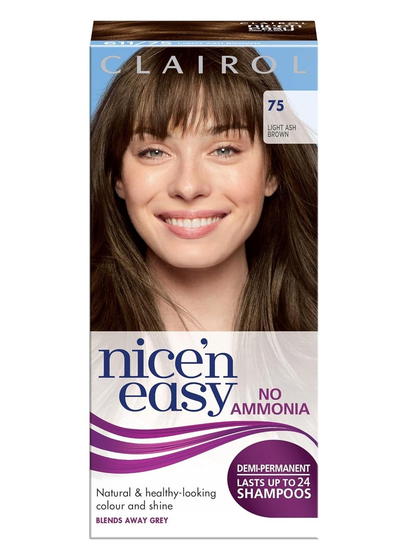 CLAIROL - Nice n Easy No Ammonia Hair Dye 75 Light Ash Brown 1 Count - Image 1