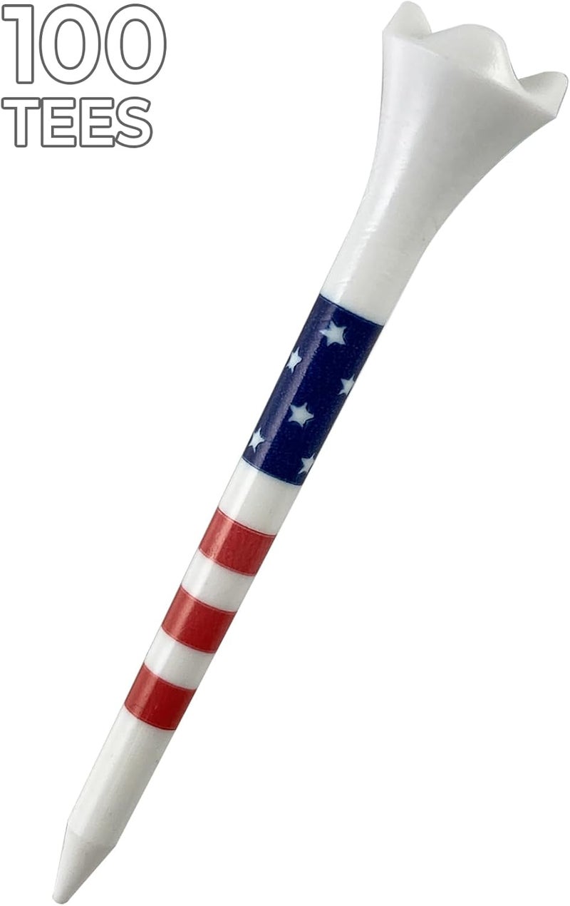 PRIDE GOLF TEE Performance Plastic Golf Tees - Stars & Stripes - 100 Count, 3-1/4 Inch - Less Friction and Longer Drives - Made in the USA - Image 2