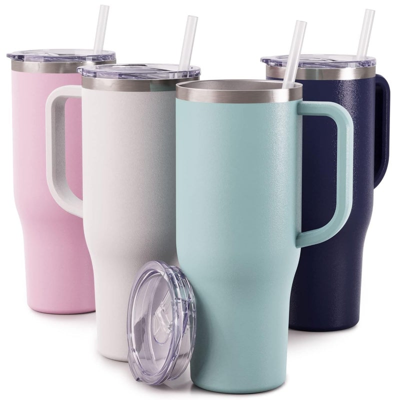 Kesrinplus 1200 ml Tumbler with Handle Straw Lid Insulated Reusable Stainless Steel Water Bottle Leak Proof Mug for Office Gym Travelling Cupholder CarFriendly 1200ML 1 Count - Image 1