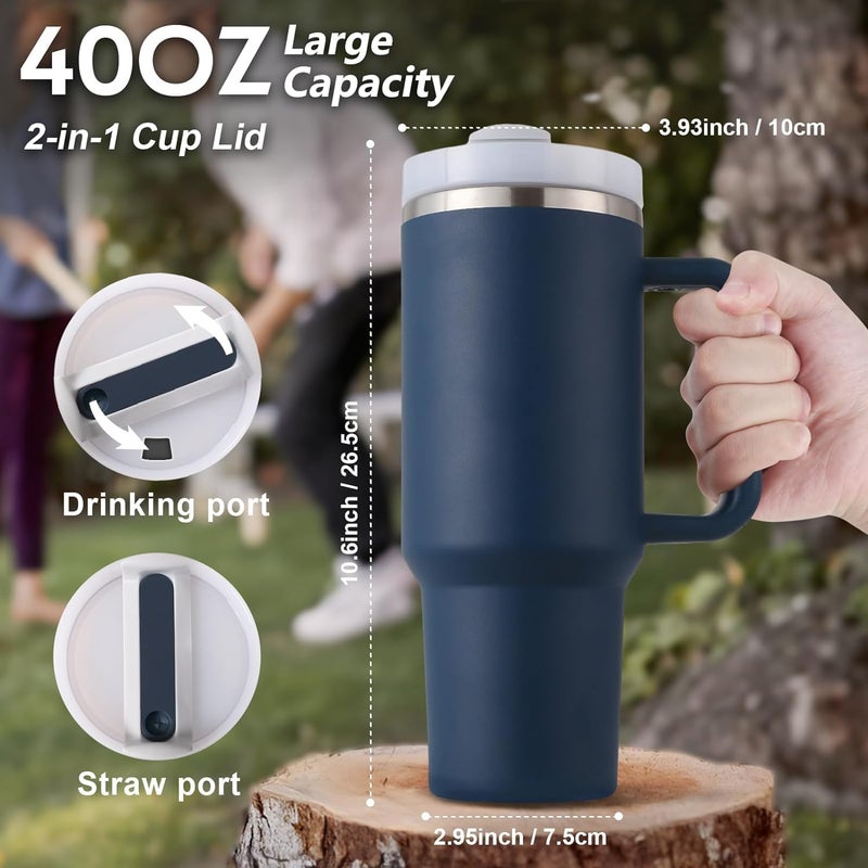 Kesrinplus 1200 ml Tumbler with Handle Straw Lid Insulated Reusable Stainless Steel Water Bottle Leak Proof Mug for Office Gym Travelling Cupholder CarFriendly 1200ML 1 Count - Image 2