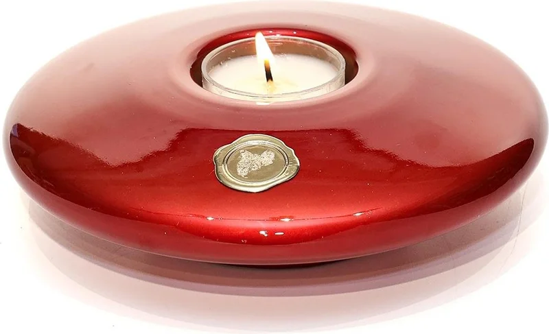 ميسي Red Golden Glow Glass Candle Holder and Tealight Set (Decorative Plastered Box)