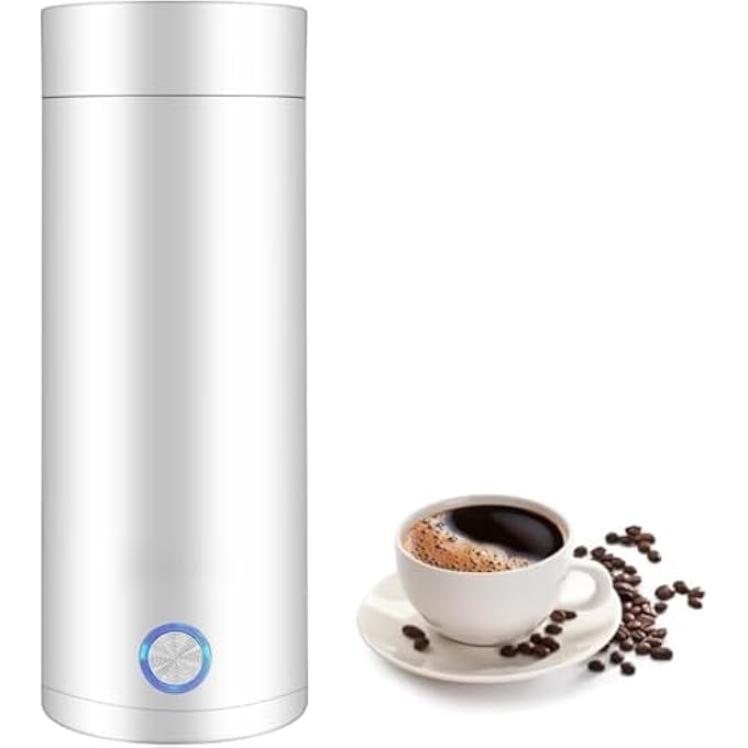 سيلك رووت غلاية كهربائية 400 مل، غلاية شاي محمولة للسفر، طبقة غير لاصقة مزدوجة الجدار، غلاية مياه معزولة، كوب قهوة سريع الغليان، إيقاف تشغيل تلقائي، سخان مياه ساخن، أبيض - Image 1