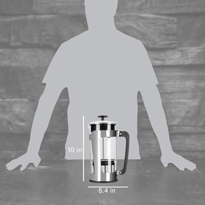 إسبرو مكبس قهوة P532 أونصة إبريق زجاجي مع قفص من الفولاذ المقاوم للصدأ - Image 3