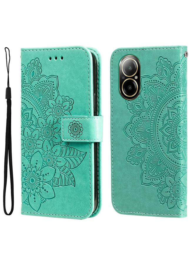 اس-توب جراب هاتف Realme C67 4G Global من الجلد المنقوش بزهرة ذات سبع بتلات - Image 1