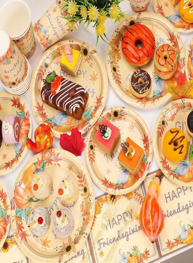 Atonofun Friendsgiving Party Supplies, Friendsgiving Plates and Napkins Set, Disposable Thanksgiving Plates, Cups, Napkins and Forks for Fall Harvest Thanksgiving Party Decorations Serves 24 - Image 5