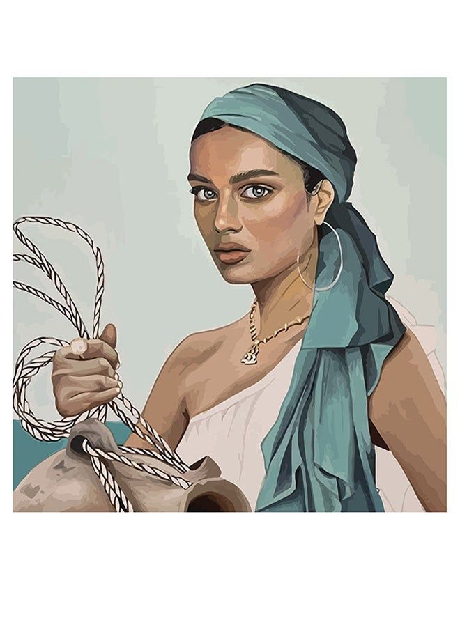 RYN Woman Themed Decorative Wall Art Beige/Green/White 30x30cm - Image 2