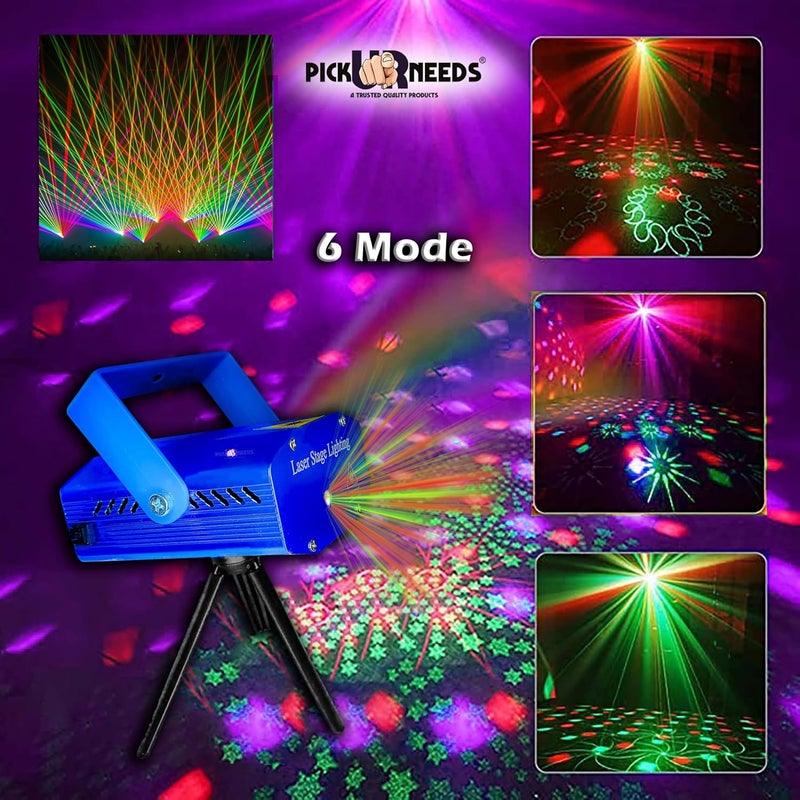 Pick Ur Needs Mini Stage LED Lighting Sound Activated Laser Corded Electric Projector With Mini Tripod Stand For Party And Diwali Decoration (Multicolor) (Laser 6D Light), White - Image 2
