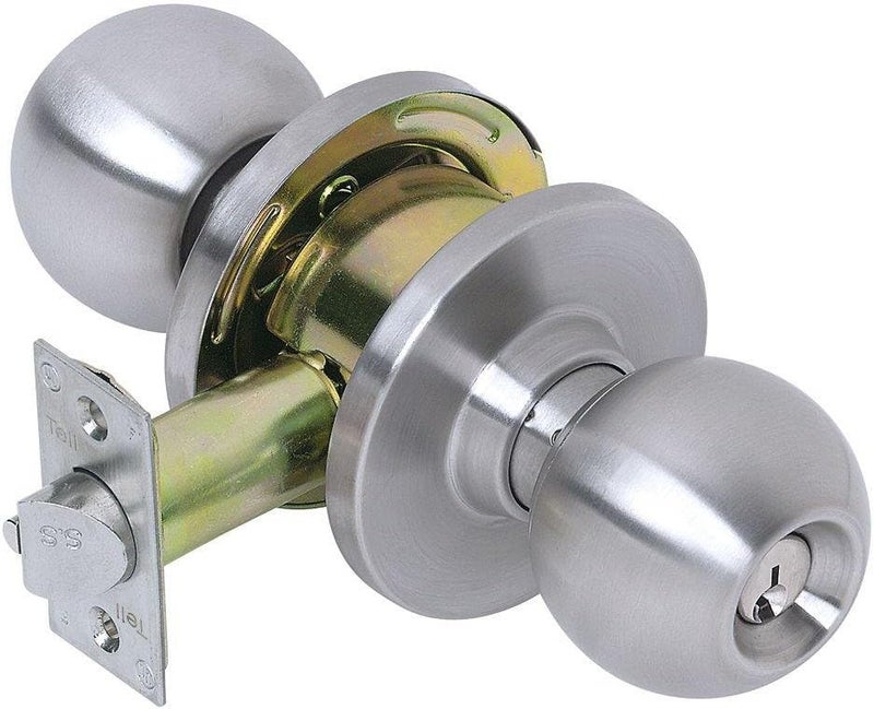 Kwikset Tell Manufacturing  KC2381EMP 32D 234 T SCC Heavy Duty Commercial Entry Knob with a Cylindrical Latch C Keyway Tested ANSI Grade 2 Certified UL 3 Hour Rating Square T Strike CL100008 and CL500008 Ball Knob KC2300 