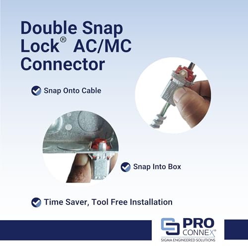 SIGMA ENGINEERED SOLUTIONS ProConnex C-570 Double Snap Lock AC/MC Connector 3/8" Gray, 25-Pack - Image 3