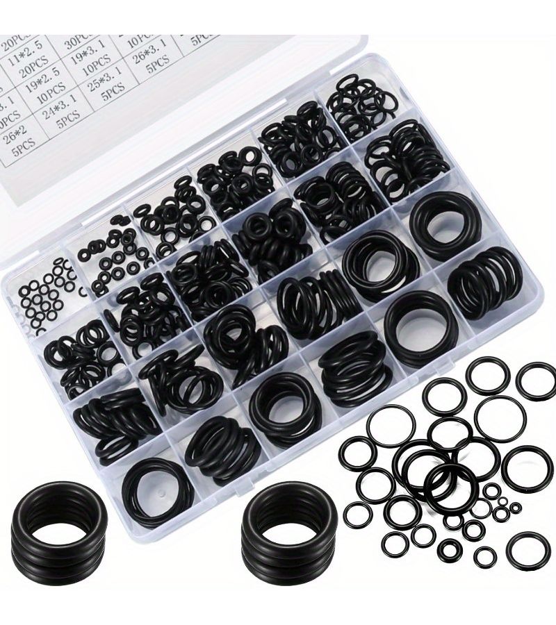 225 Piece Nitrile O Ring Assortment 18 Sizes Oil Resistant Sealing - Image 1
