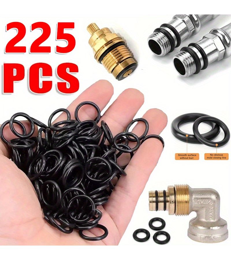 225 Piece Nitrile O Ring Assortment 18 Sizes Oil Resistant Sealing - Image 2