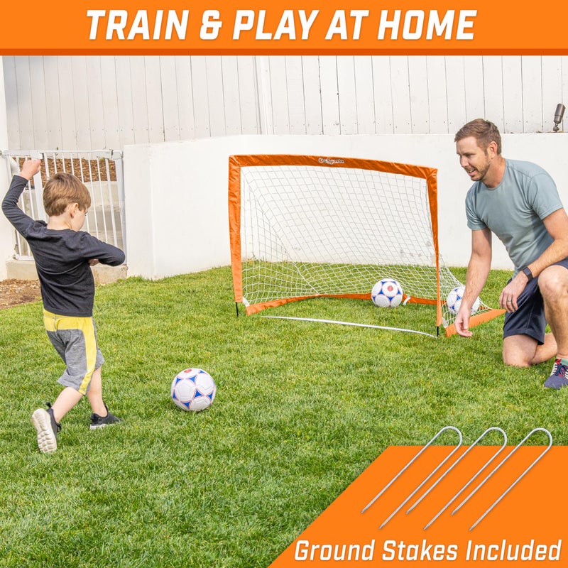 GoSports هدف كرة القدم المحمول GoSports Team Tone 4 قدم × 3 قدم للأطفال - شبكة قابلة للنفخ للحديقة الخلفية - برتقالي - Image 2