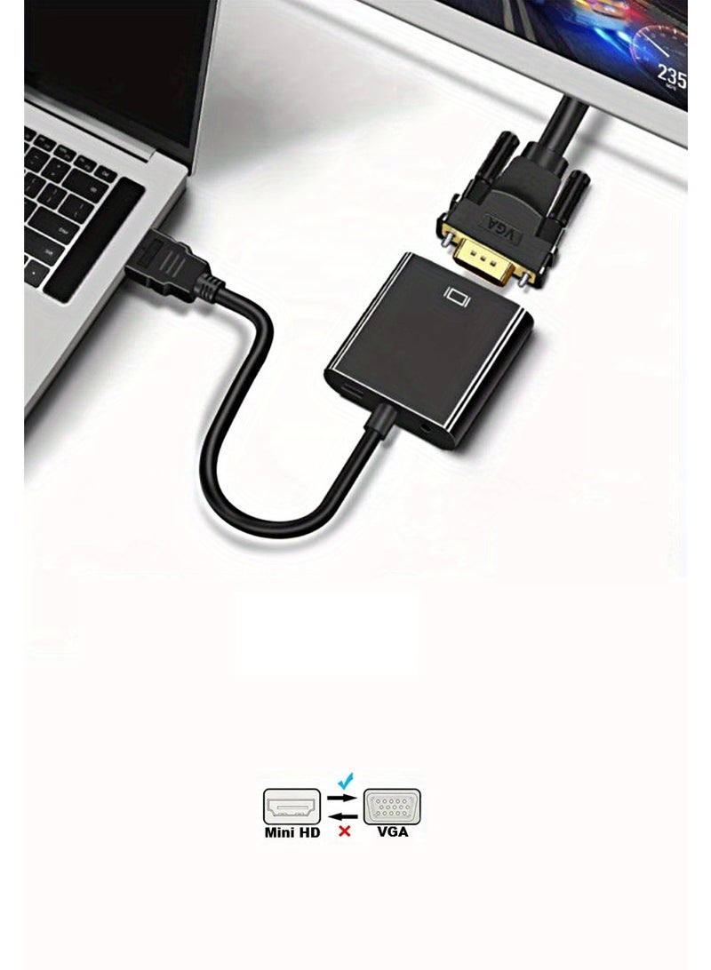 FUJISHKA Mini HDMI to VGA Converter – Male to Female Video Adapter Cable, 1080p, Compatible with PC/TV/HDTV, 25cm, Black - Image 4