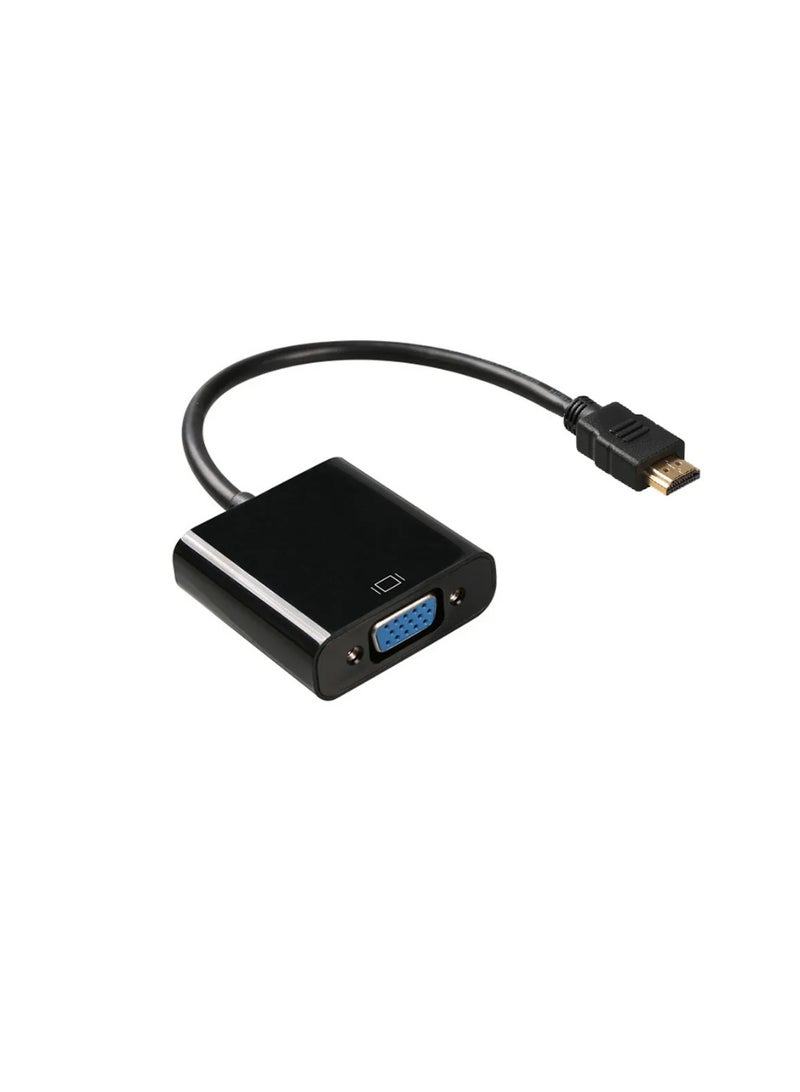 FUJISHKA Mini HDMI to VGA Converter – Male to Female Video Adapter Cable, 1080p, Compatible with PC/TV/HDTV, 25cm, Black - Image 1