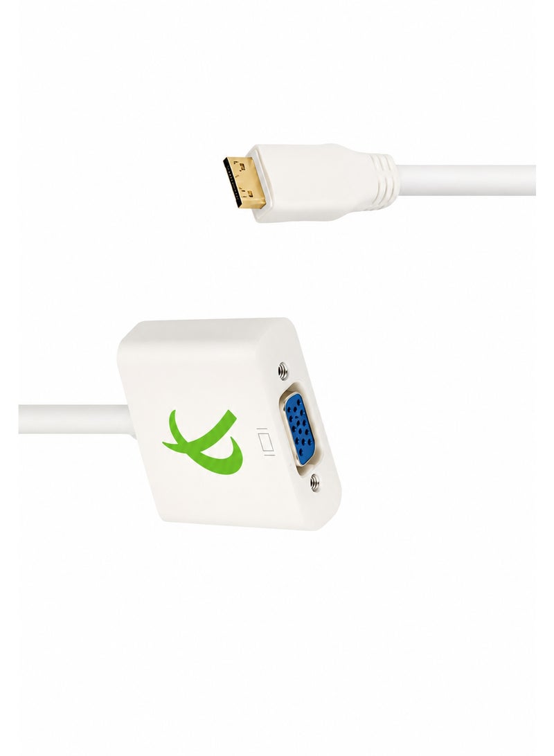 فوجيشكا محول Mini HDMI إلى VGA – وصلة محول ذكر إلى أنثى للفيديو، جودة 1080p، متوافق مع PC/TV/HDTV، طول 25 سم، أبيض - Image 5