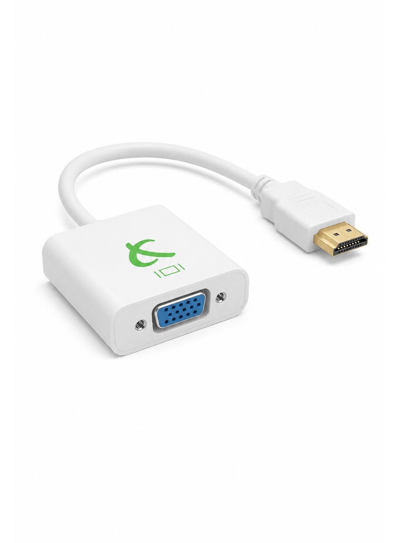 فوجيشكا محول Mini HDMI إلى VGA – وصلة محول ذكر إلى أنثى للفيديو، جودة 1080p، متوافق مع PC/TV/HDTV، طول 25 سم، أبيض - Image 1