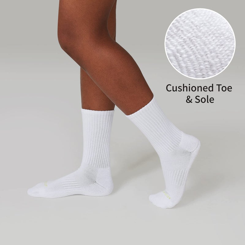 MONFOOT Men's/Women's 4 Pairs Athletic Cushion Crew Socks, Striped Medium Multipack - Image 5